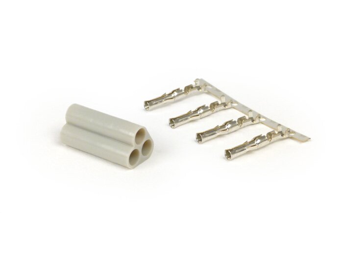 Stekker voor kabelboom -BGM PRO, 3 stekkercontacten- Vespa, Piaggio, Gilera - Stekker - bijv. voor Vespa PX brandstoftanksensor (met plastic dop)