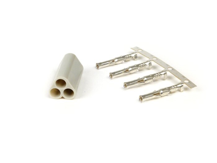 Stekker voor kabelboom -BGM PRO, 3 stekkercontacten- Vespa, Piaggio, Gilera - Stekker - bijv. voor Vespa PX brandstoftanksensor (met plastic dop)