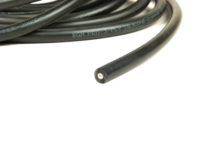 Cable de encendido -BGM PRO, Ø=7mm- silicona 3 capas, conductor de cobre 1,5mm², hasta 200°C, negro - 5m
