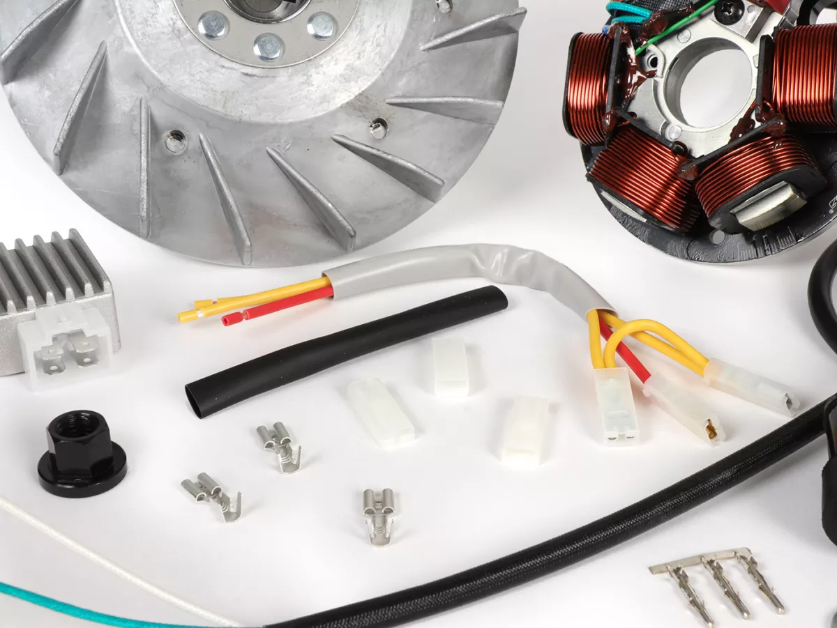 Juego de encendido -BGM PRO 12V Touring electrónico-, versión para cono grande Ø20/24mm (cigüeñal PK)- Vespa Smallframe V50, 50N, V90, PV, ET3, PK S - 1600g - utilizado para la conversión a encendido electrónico