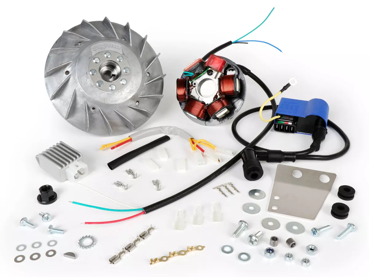 Tändsats -BGM PRO 12V Touring elektronisk (Ø19mm) - Vespa Smallframe V50, 50N, V90, PV, ET3, PK S - 1600g - används för konvertering till elektronisk tändning