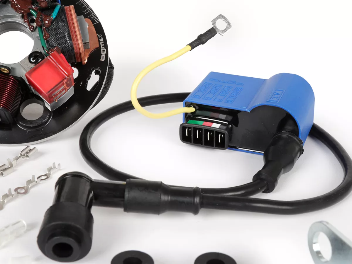 Zündung-Set -BGM PRO 12V Touring elektronisch- Vespa P125X/P200E (1977-1983, Modelle mit Blinker, Spannungsregler, ohne Batterie) - P125X (VNX1T), P150X (VLX1T), P200E (VSX1T)