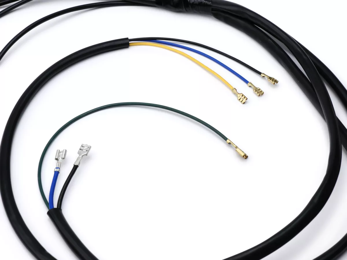 Kabelboom set incl. schakelaar -BGM ORIGINAL- Vespa PX oud (Italië, of voor conversie), 1981-1983, met 3-pins spanningsregelaar, met richtingaanwijzers, zonder batterij, claxon AC (zoemer), ontsteking bodemplaat met 5-draads elektronische, contactslot 4-p