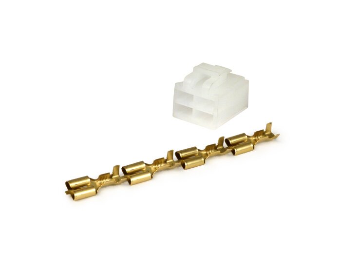 Multiple plug connector for voltage regulator -BGM PRO, 4-plug- BGM PRO 6V/12V AC/DC, Vespatronic, Varitronic, Parmakit, Polini-IDM, Malossi VesPower, Minarelli 50cc (2004-), Peugeot 50cc, Honda 50cc, Kymco 50cc, CPI 50cc, GY6 50cc (139QMA, 139QMB)