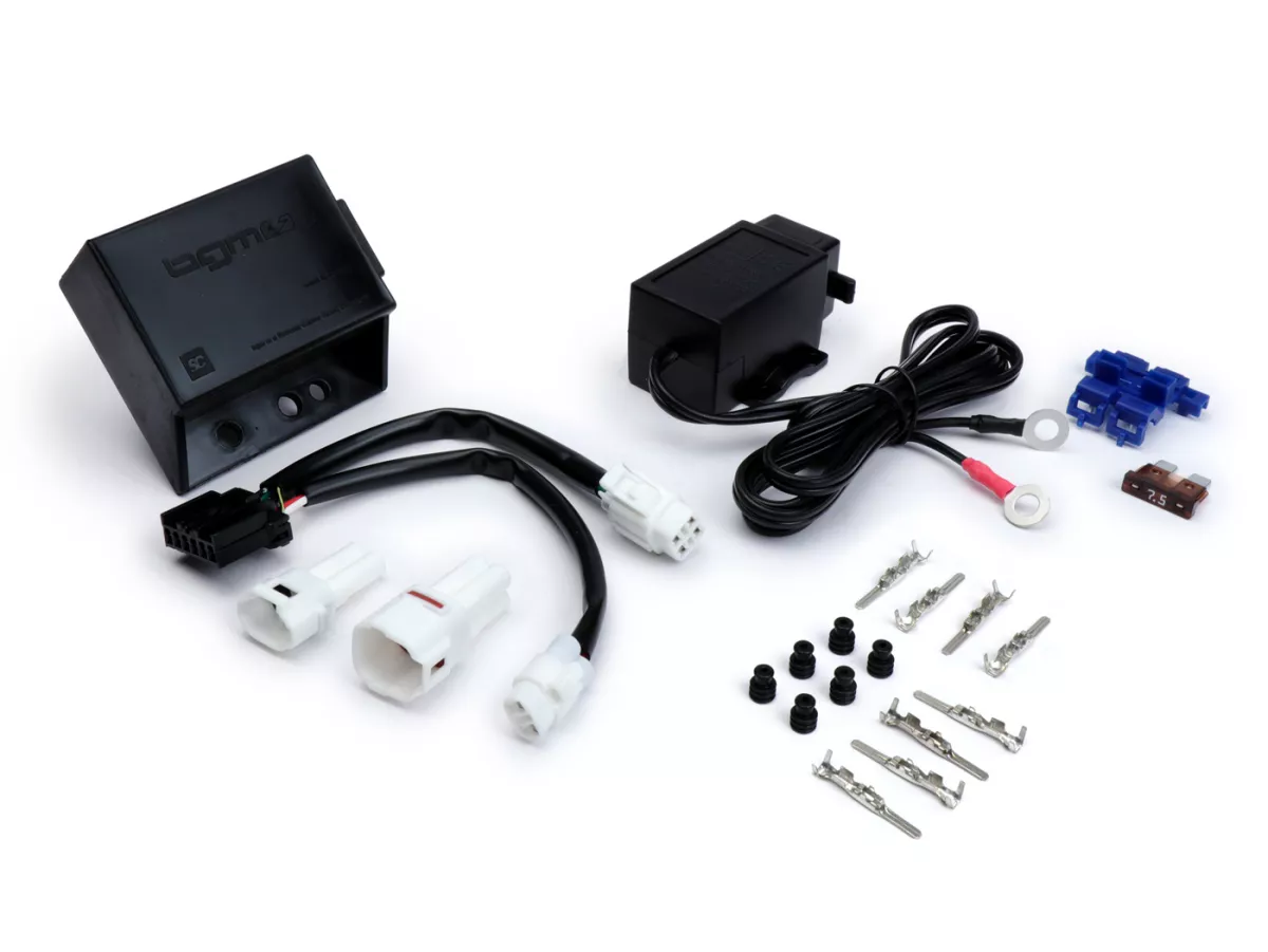 Rectificador de bocina incl. toma USB + juego de cables adaptadores -BGM PRO- con relé intermitente LED y función de carga USB