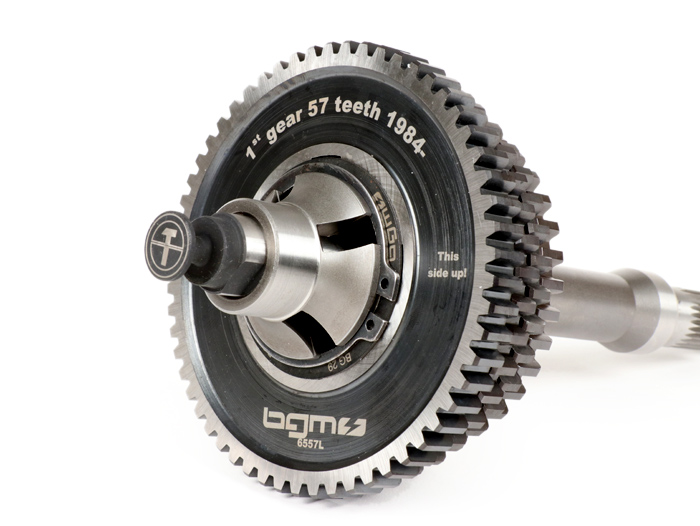 Gearbox (gear cogs incl. drive shaft) -BGM PRO- Vespa PX EFL, Disc, My, 2011 (1984-) - PX125 (VNX2T 232053-, ZAPM), PX150 (VLX1T 624602-, ZAPM), PX200 (VSX1T 315267-), Cosa, T5 125cc, LML Star 2-stroke, Stella 2-stroke - 12/57, 13/42, 17/38, 21/35 teeth -