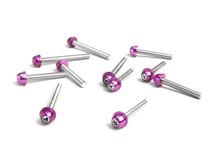Set di bulloni motore - Stile BGM - Peugeot (verticale) - Viola - SPEEDFIGHT1 50cc AC, SPEEDFIGHT2 50cc AC, TKR50, TREKKER50, VIVACITY50, ELYSEO50, SQUAB50, SV50, ZENITH50, BUXY50, ELYSTAR50, LOOXOR50, SPEEDAKE