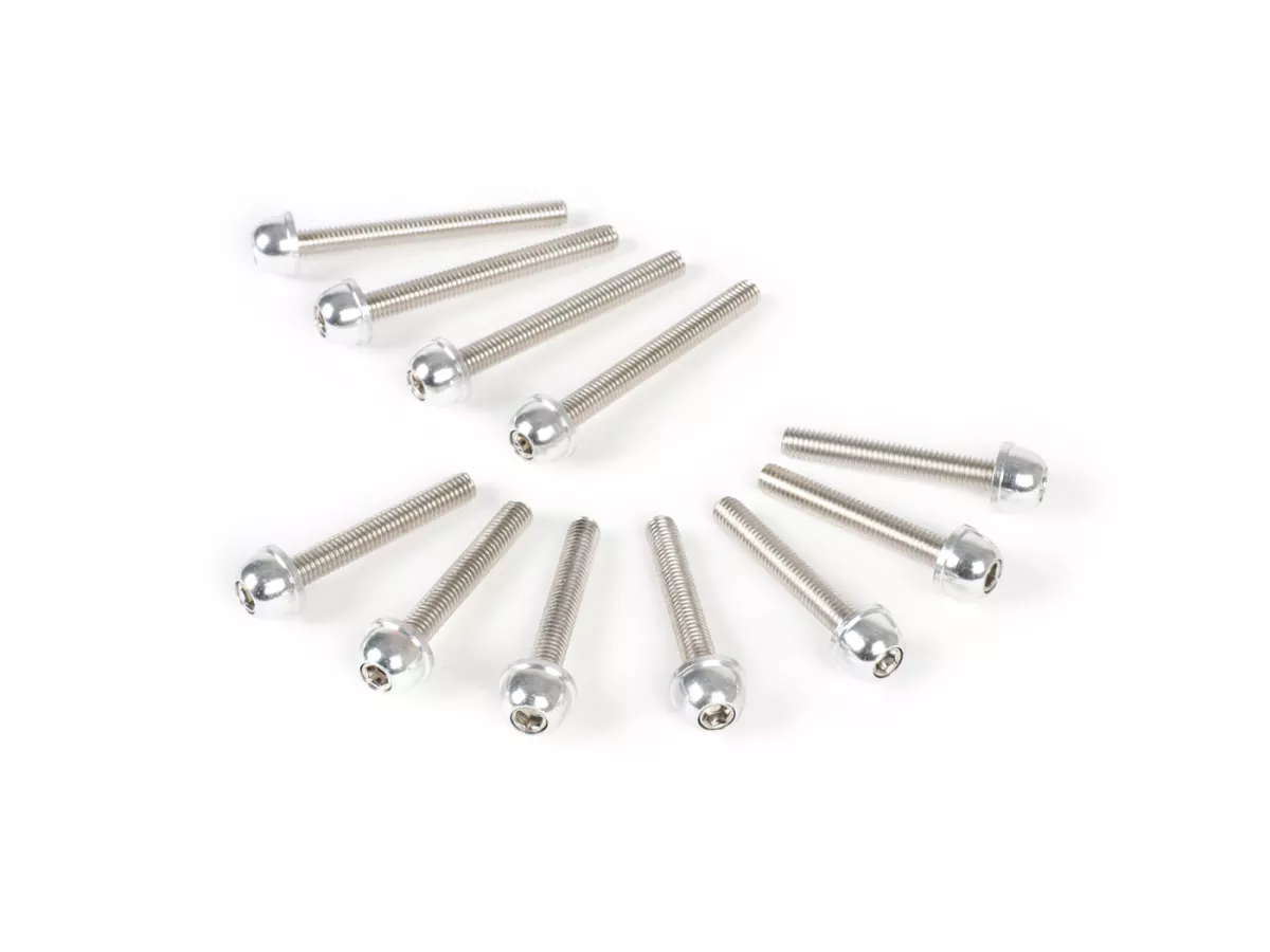 Set baut mesin -BGM Style- Peugeot (vertikal) - Silver - SPEEDFIGHT1 50cc AC, SPEEDFIGHT2 50cc AC, TKR50, TREKKER50, VIVACITY50, ELYSEO50, SQUAB50, SV50, ZENITH50, BUXY50, ELYSTAR50, LOOXOR50, SPEEDAKE