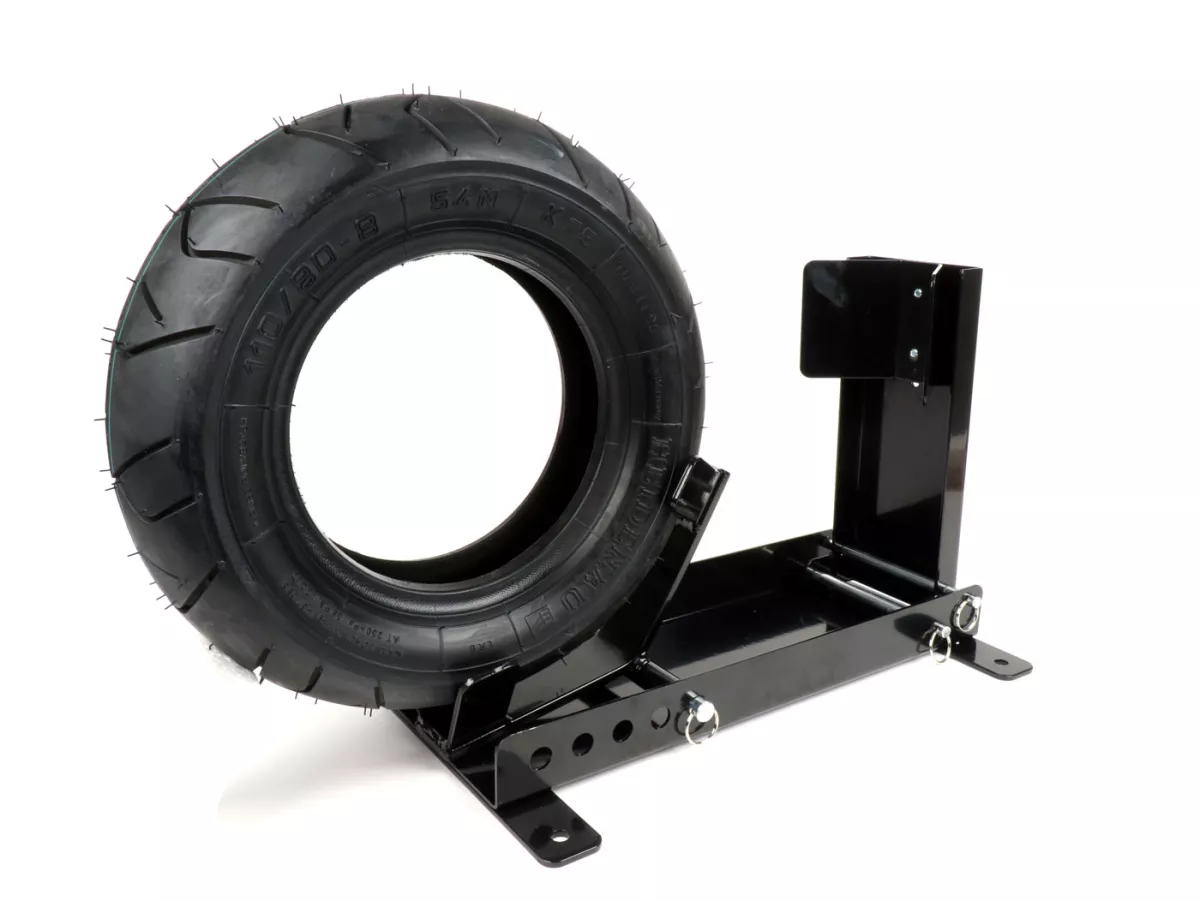 Transportvergrendeling voor aanhanger - scooterstandaard - wieldop voor voorwiel -BGM PRO Vespa, Lambretta, Scooter, Moderne Vespa, 8 tot 13 inch bandenmaat - snel en eenvoudig vastzetten van de scooter door één persoon voor garage, carport, aanhanger, tr