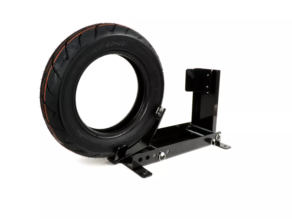 Transportvergrendeling voor aanhanger - scooterstandaard - wieldop voor voorwiel -BGM PRO Vespa, Lambretta, Scooter, Moderne Vespa, 8 tot 13 inch bandenmaat - snel en eenvoudig vastzetten van de scooter door één persoon voor garage, carport, aanhanger, tr