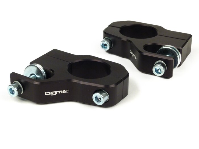 Bagian atas pemasangan peredam kejut -Klip BGM PRO pada Aluminium CNC- Lambretta LI, LIS, SX, TV, DL, GP - hitam