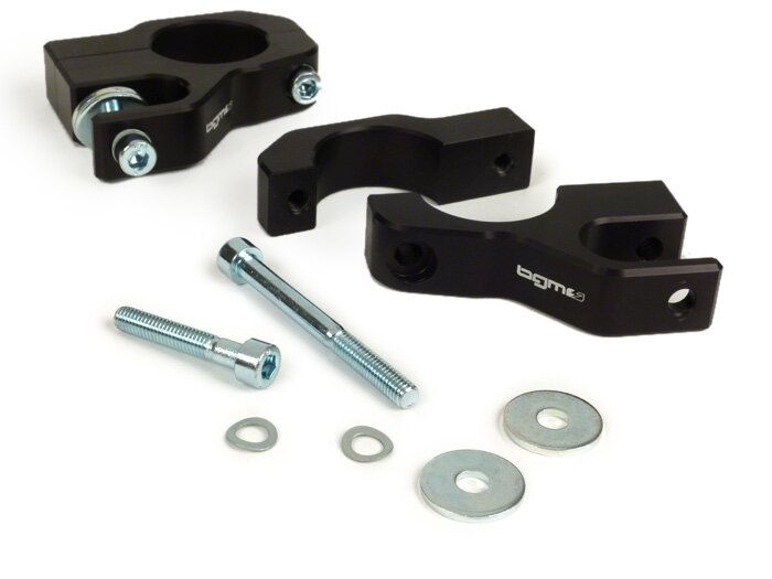 Bagian atas pemasangan peredam kejut -Klip BGM PRO pada Aluminium CNC- Lambretta LI, LIS, SX, TV, DL, GP - hitam