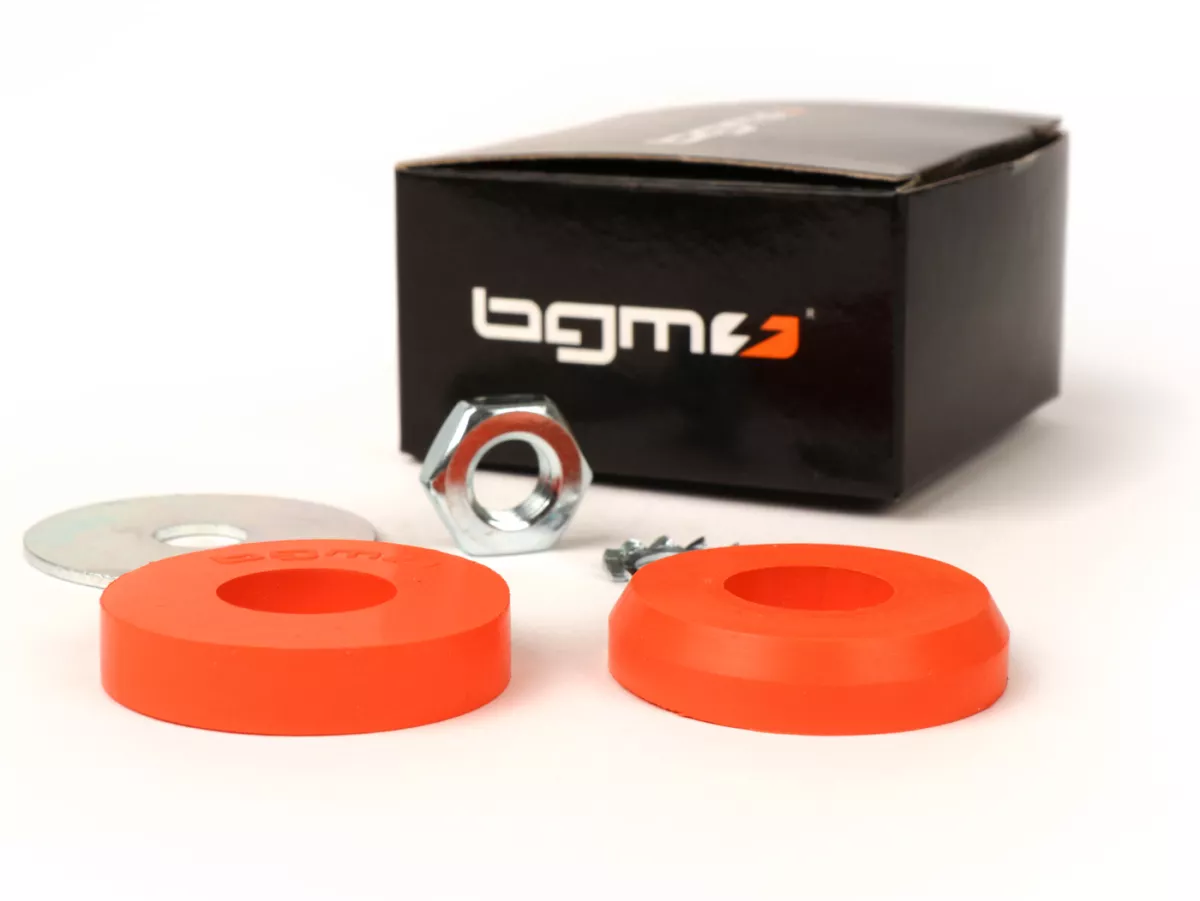 Silent block set for front upper shock absorber -BGM PRO- Vespa PX80, PX125, PX150, PX200, T5 125cc, Cosa, GT, GTS, GTL, GTV, LX, LT, LXV, Primavera, Sprint, ET2, ET4, Zip SP, Hexagon, MP3, Quartz, SKR, Gilera Fuoco