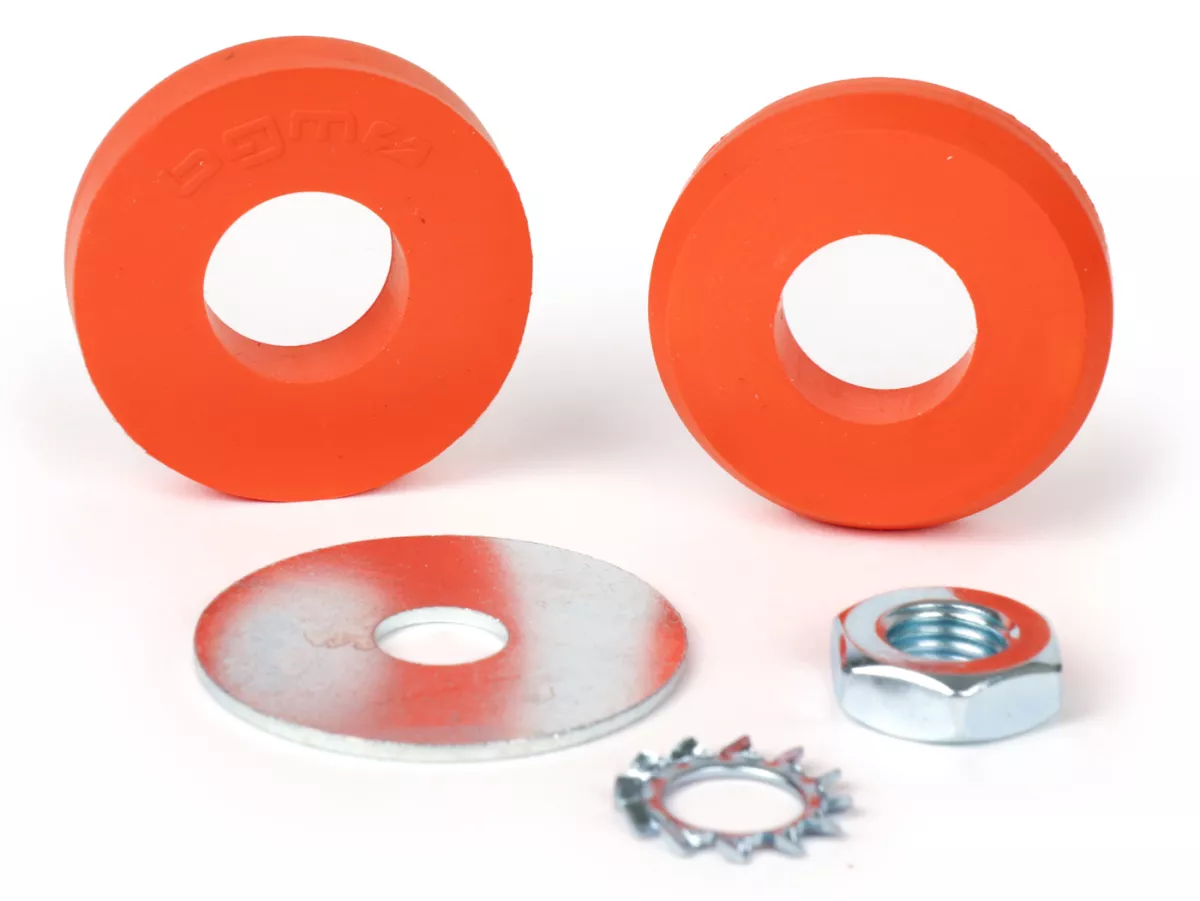 Silent block set for front upper shock absorber -BGM PRO- Vespa PX80, PX125, PX150, PX200, T5 125cc, Cosa, GT, GTS, GTL, GTV, LX, LT, LXV, Primavera, Sprint, ET2, ET4, Zip SP, Hexagon, MP3, Quartz, SKR, Gilera Fuoco