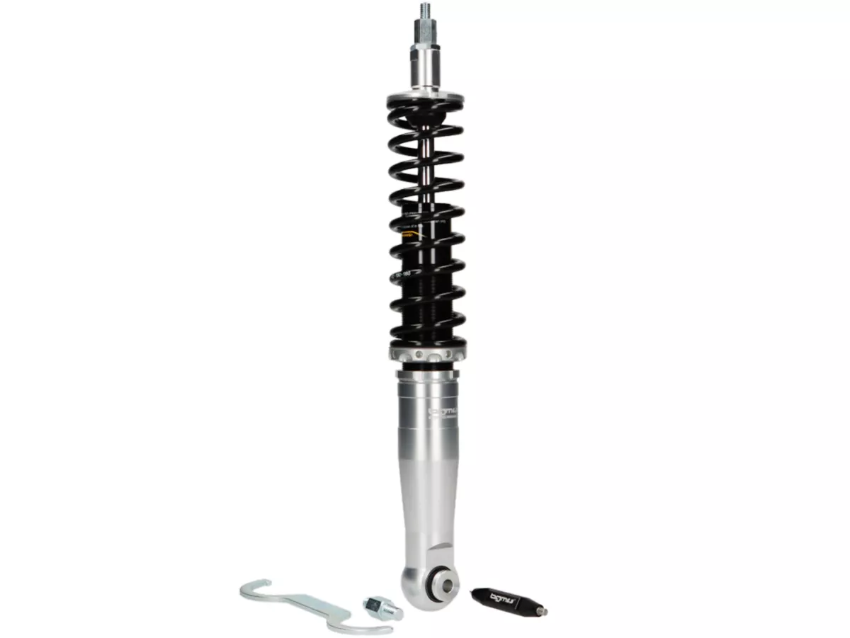 Amortisseur arrière -BGM PRO SC/R1 SPORT, 385mm- Vespa Wideframe VM1, VM2, VN1, VN2, VB1, VL1, VL2, VL3, GS150  - noir/argent