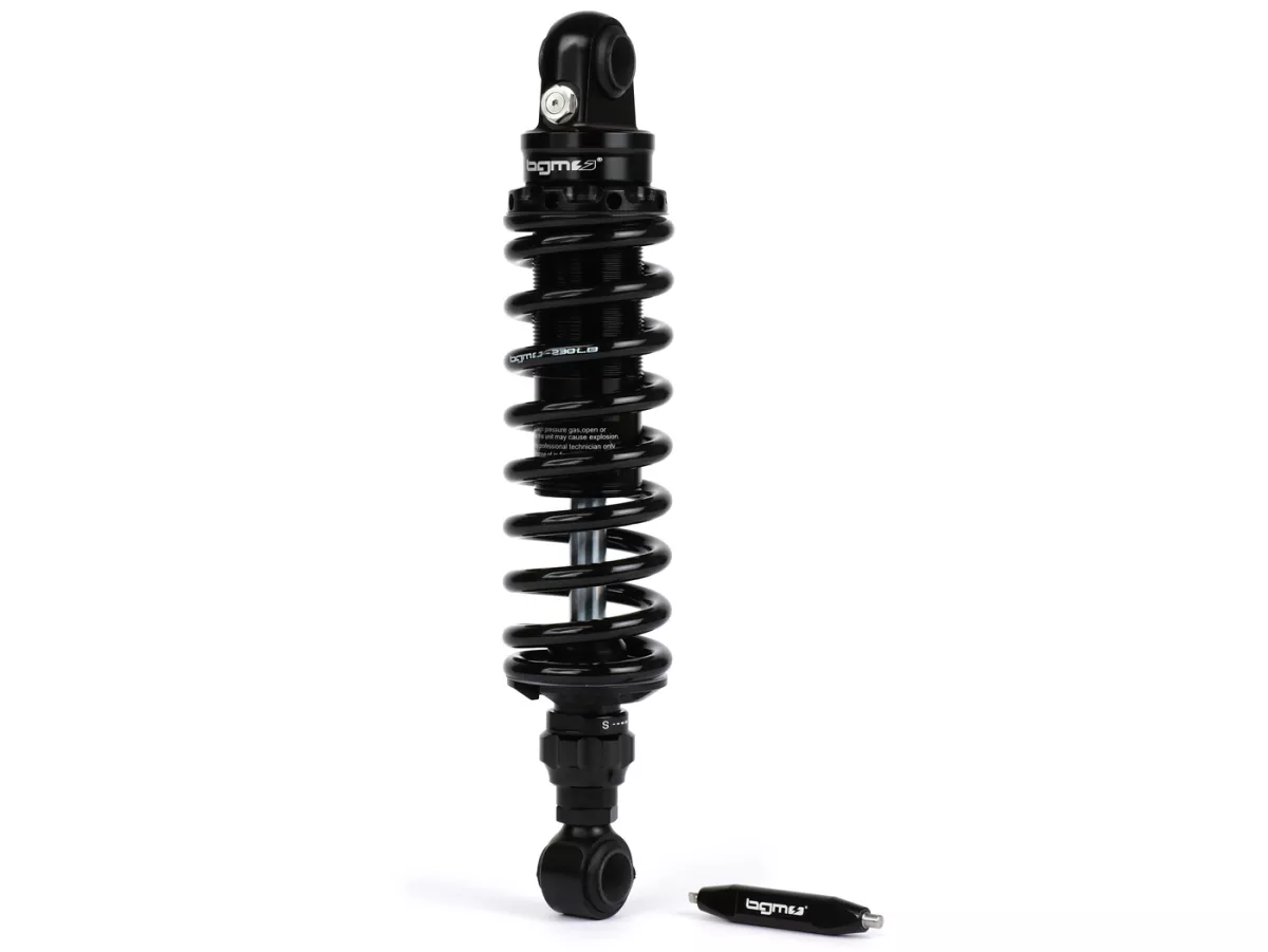 Achterschokdemper -BGM PRO R12 V3 Black Edition RGS, 300-310mm- Lambretta LI, LIS, SX, TV, DL, GP - zwart