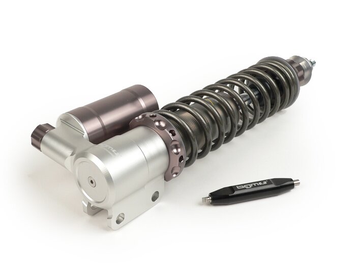 Amortiguador delantero -BGM PRO SC/F16 COMPETITION, 240mm- Vespa PX80, PX125, PX150, PX200, T5 125cc - gris