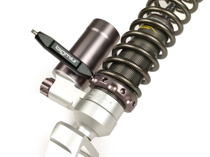 Bakre stötdämpare -BGM PRO SC/R12 COMPETITION, 330mm- Vespa PX80, PX125, PX150, PX200, T5 125cc, Vespa Rally180 (VSD1T), Vespa Rally200 (VSE1T - Ducati), Sprint150 (VLB1T), TS125 (VNL3T), GT125 (VNL2T), GTR125 (VNL2T), V50, PV, ET3 - grå