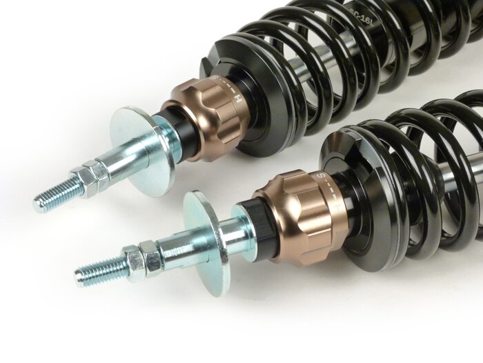 Set peredam kejut belakang -BGM PRO SC/R12 COMPETITION- Vespa GT, GTL, GTV, GTS 125, 300, 310 (semua model tahun), GTS SUPER 300 HPE, SUPERSPORT 300, SUPERTECH 300 HPE - hitam