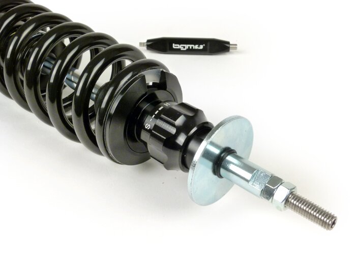 Shock absorber, rear -BGM PRO R12 COMPETITION, 365mm- Vespa Primavera 125, Vespa Primavera 150, Vespa Sprint 125, Vespa Sprint 150 - black