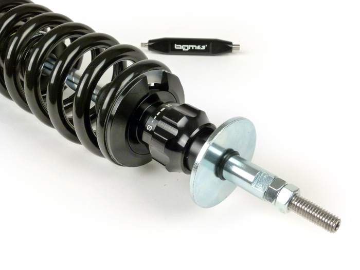 Shock absorber, rear -BGM PRO R12 COMPETITION (Soft), 365mm- Vespa Primavera 125, Vespa Primavera 150, Vespa Sprint 125, Vespa Sprint 150 - black