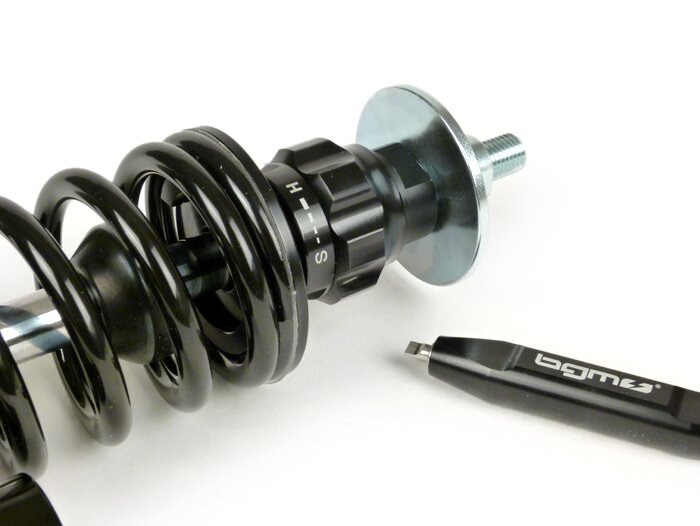 Shock absorber, front -BGM PRO F16 COMPETITION, 280mm (fixing type: lug) - Vespa GTS 300 (2014-2016), GTS 250 (2014-2016),- black