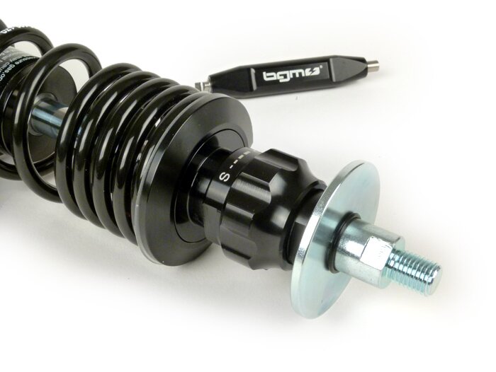 Schokdemper voor -BGM PRO F16 COMPETITION, 275mm- Vespa Primavera 50 (2013-2016), Vespa Primavera 125 (2013-2016), Vespa Primavera 150 (2013-2016), Vespa Sprint 50 (2013-2016), Vespa Sprint 125 (2013-2016), Vespa Sprint 150 (2013-2016) - zwart