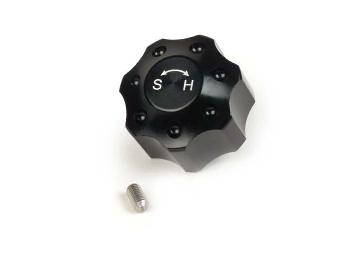 Damping adjustment wheel, soft/hard -BGM PRO- for shock absorbers of the series  BGM PRO R12, BGM PRO SC / R12, BGM PRO SC / F16 - black