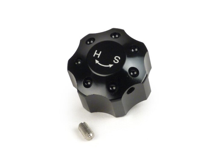 Damping adjustment wheel, soft/hard -BGM PRO- for shock absorbers of the series  BGM PRO R12, BGM PRO SC / R12, BGM PRO SC / F16 - black