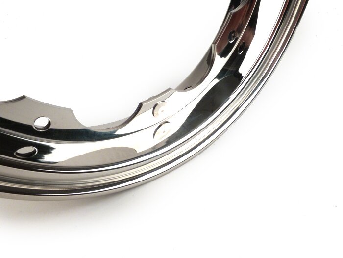 Llanta -BGM PRO- Lambretta LI Series 1-3, LI S, SX, TV Series 2-3 - Acero inoxidable pulido