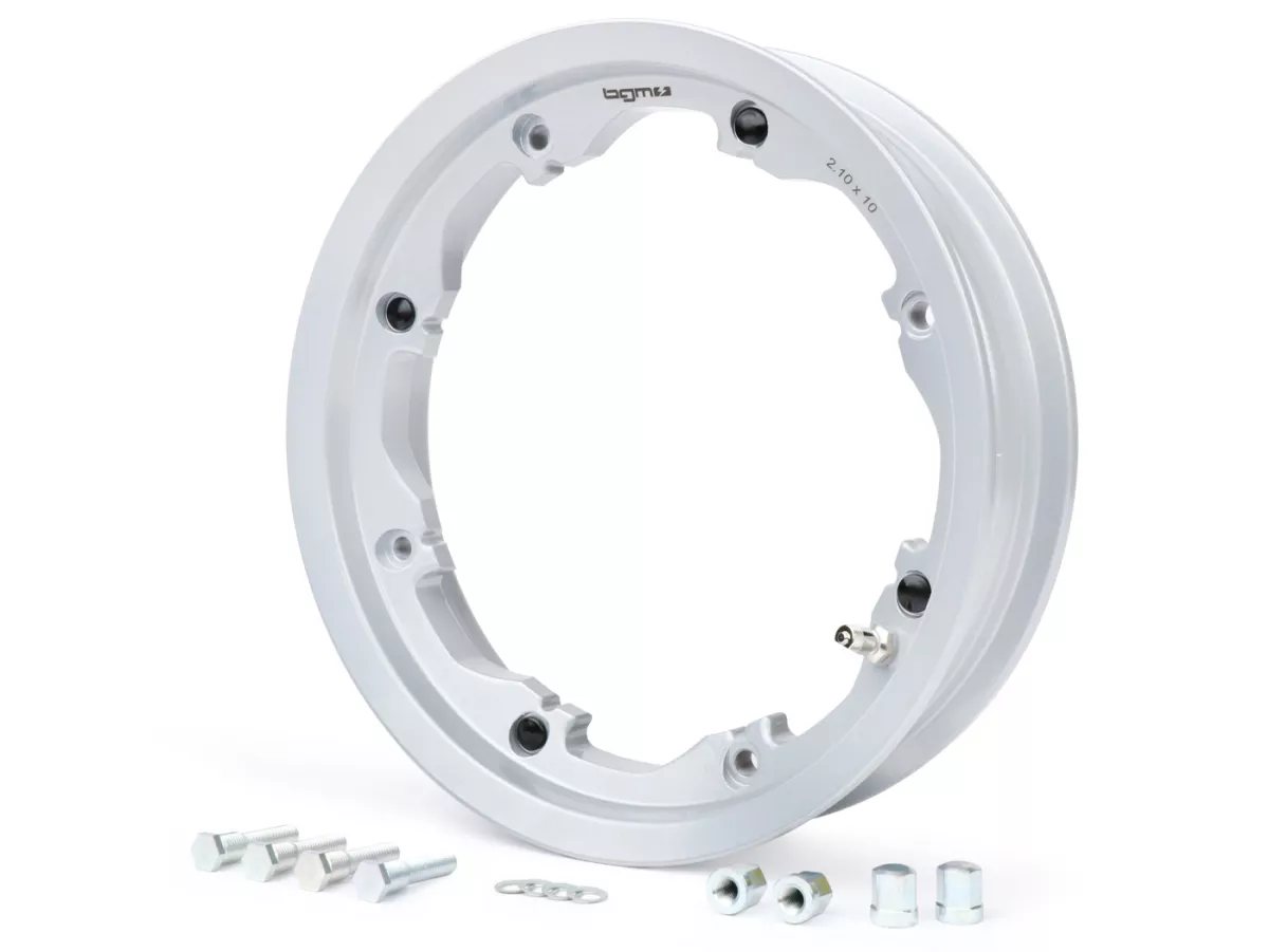 Cerchio -BGM PRO, tubeless, alluminio da 2,10-10 pollici- Lambretta LI Serie 1-3, LI S, SX, TV Serie 2-3 - Argento