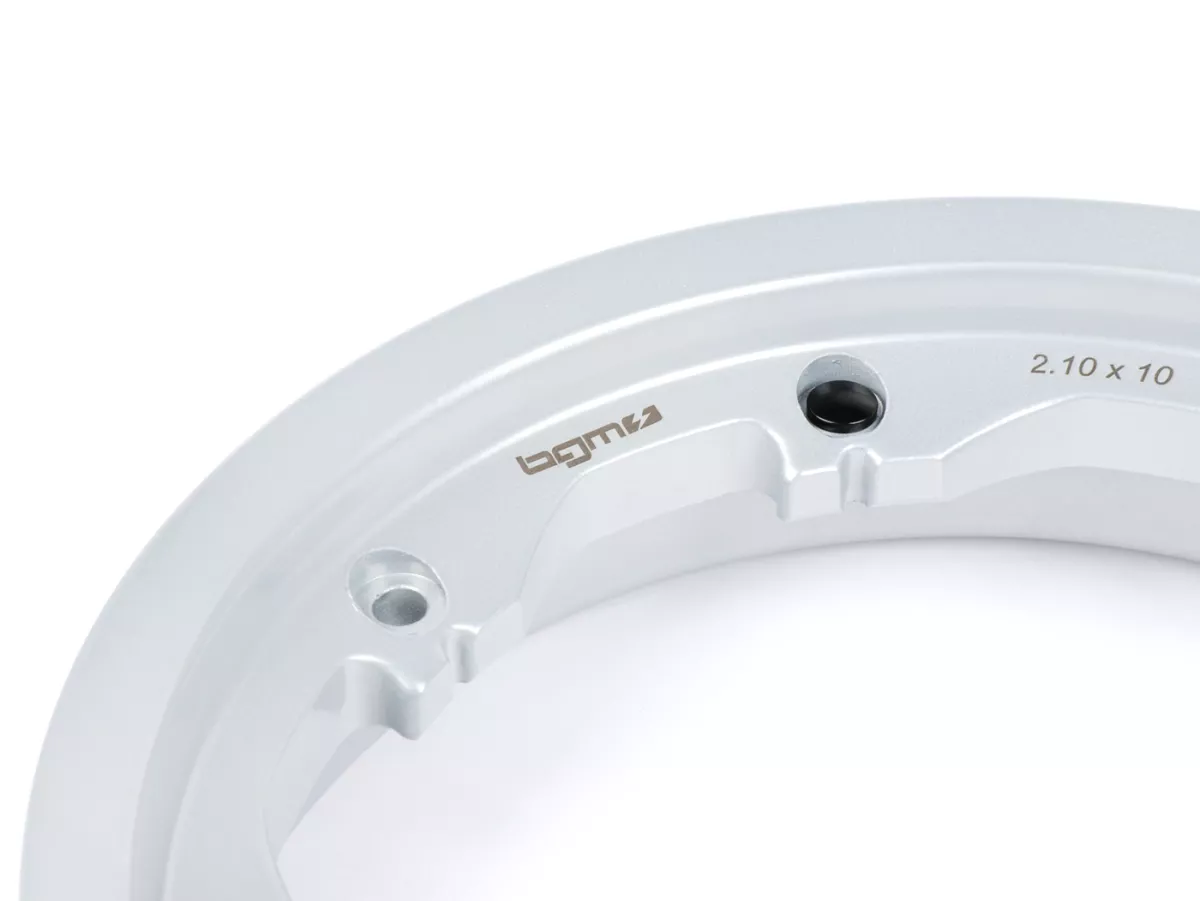Cerchio -BGM PRO, tubeless, alluminio da 2,10-10 pollici- Lambretta LI Serie 1-3, LI S, SX, TV Serie 2-3 - Argento