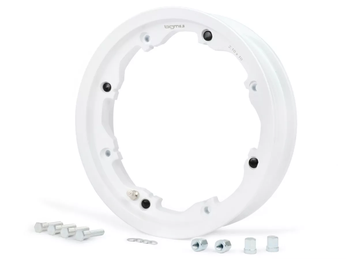 Llanta -BGM PRO, tubeless, 2.10-10 pulgadas aluminio- Lambretta LI Series 1-3, LI S, SX, TV Series 2-3 - blanca