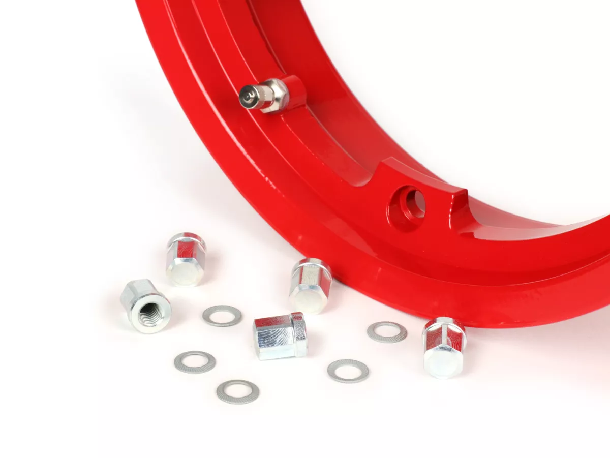 Jante -BGM PRO sans chambre à air 2.10-10 pouces, aluminium- Vespa (type PX) - Vespa Smallframe V50, 50N, Special, PV, ET3, PK50-125 (S/XL/XL2), Largeframe PX, T5, Sprint, Rally, GT/GTR, LML Star, Deluxe - rouge