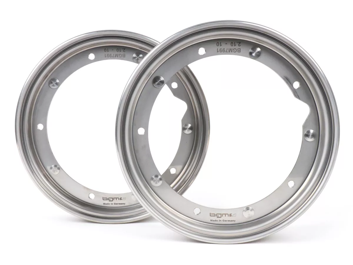 Wielset -BGM PRO 2.10-10 inch- Vespa (type PX) - Vespa Smallframe V50, 50N, Special, PV, ET3, PK50-125 (S/XL/XL2), Largeframe PX, T5, Sprint, Rally, GT/GTR, LML Star, Deluxe - roestvrij staal