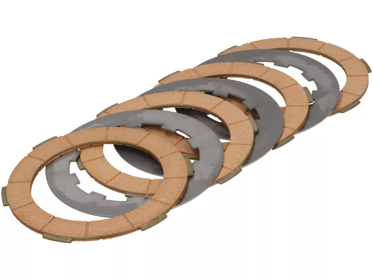 Clutch friction plate set incl. steel plates -BGM ORIGINAL- Lambretta LI, LIS, SX, TV (series 2-3), DL, GP - 4 friction plates
