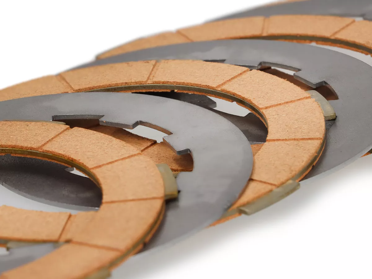 Clutch friction plate set incl. steel plates -BGM ORIGINAL- Lambretta LI, LIS, SX, TV (series 2-3), DL, GP - 4 friction plates