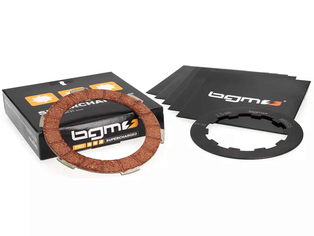 Clutch friction plate set incl. steel plates -BGM PRO Superstrong Racing Red- Lambretta LI, LIS, SX, TV (series 2-3), DL, GP - 6 friction plates