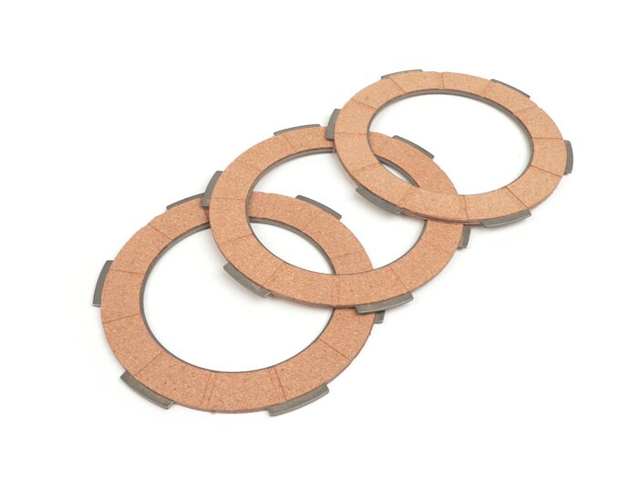 Kopplingsbelägg -BGM Pro Vespa Smallframe V50, V90, SS50, SS90, PV125, ET3, PK50, PK80, PK50 S, PK80 S, PK125 S, PK50 XL, PK125 XL, ETS, PK50 HP, PK50 SS - 3 skivor