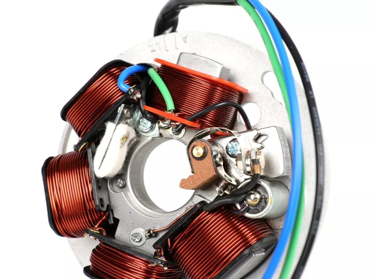 Accensione -BGM ORIGINALE (accensione a contatto, 3 cavi, 12V, AC)- Vespa PX - P125X, P150X, versione italiana senza batteria, con sistema di lampeggio a 4 vie