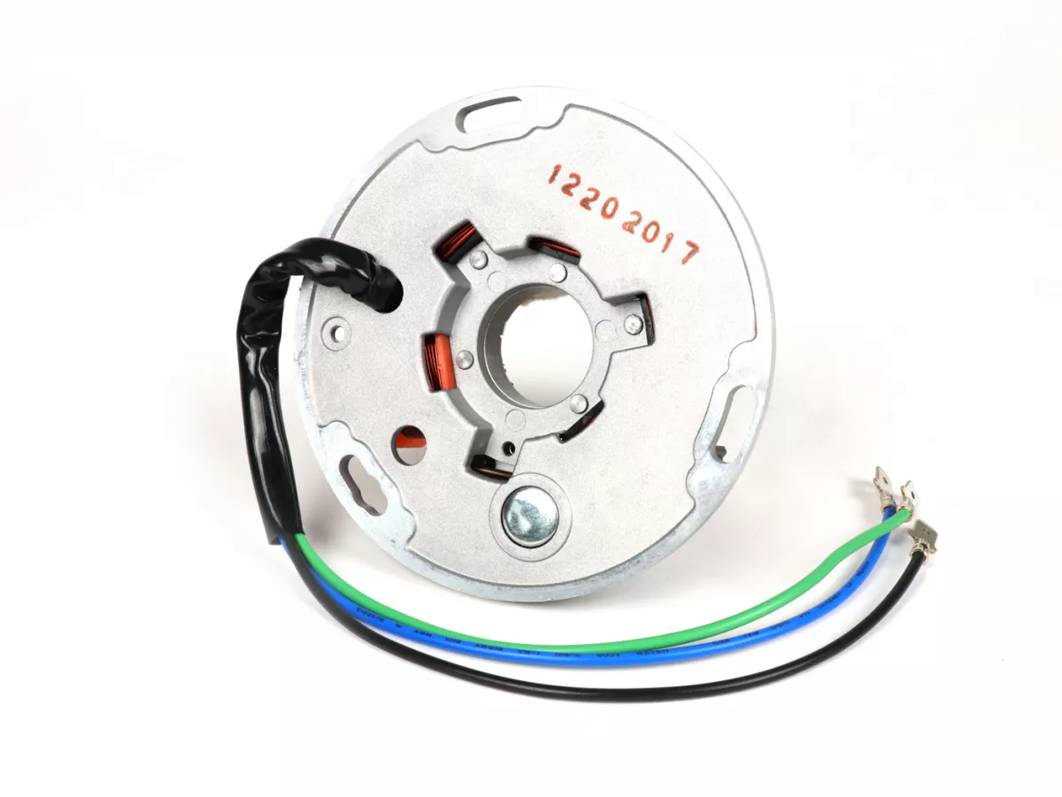Accensione -BGM ORIGINALE (accensione a contatto, 3 cavi, 12V, AC)- Vespa PX - P125X, P150X, versione italiana senza batteria, con sistema di lampeggio a 4 vie