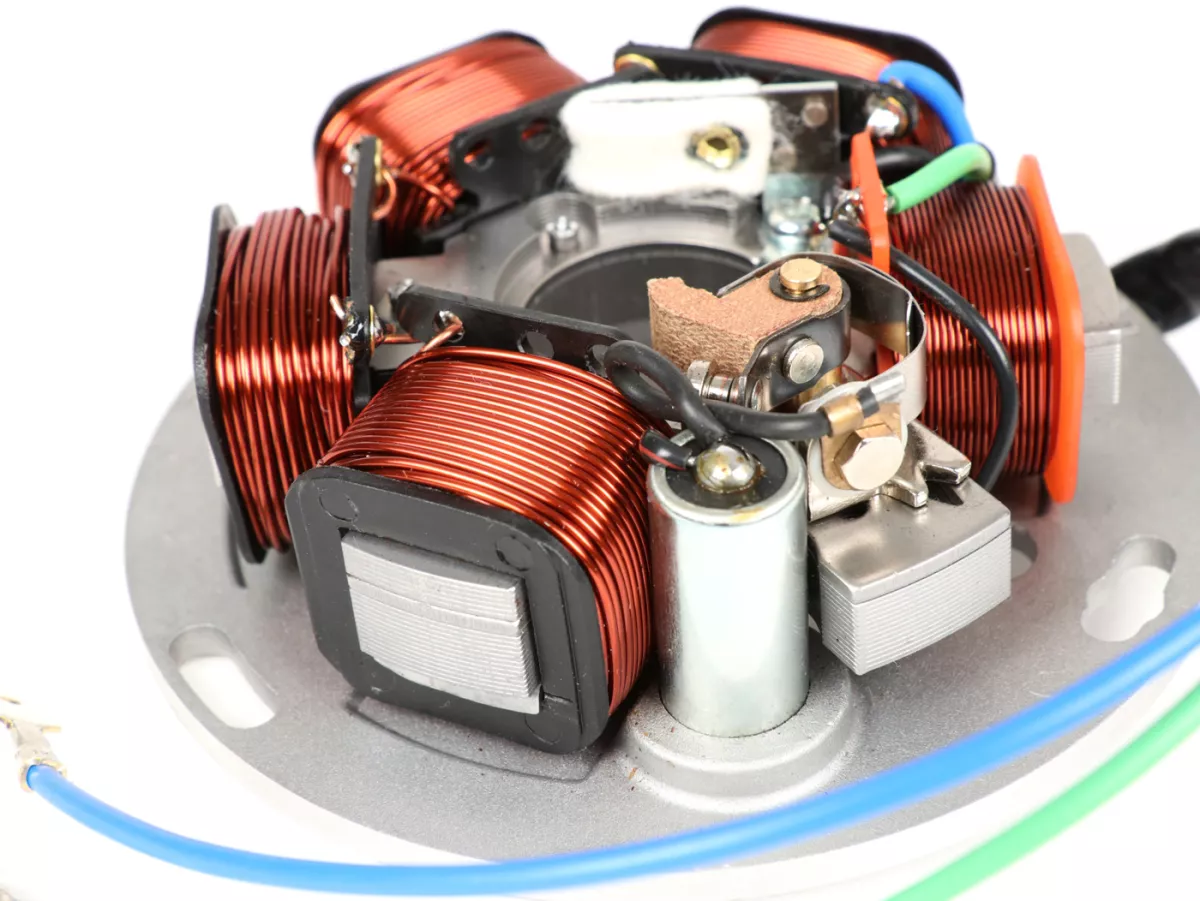 Accensione -BGM ORIGINALE (accensione a contatto, 3 cavi, 12V, AC)- Vespa PX - P125X, P150X, versione italiana senza batteria, con sistema di lampeggio a 4 vie