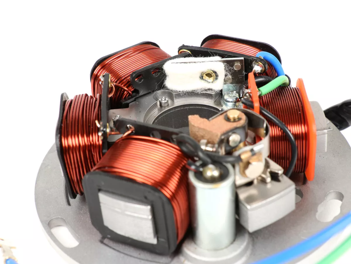 Accensione -BGM ORIGINALE (accensione a contatto, 3 cavi, 12V, AC)- Vespa PX - P125X, P150X, versione italiana senza batteria, con sistema di lampeggio a 4 vie