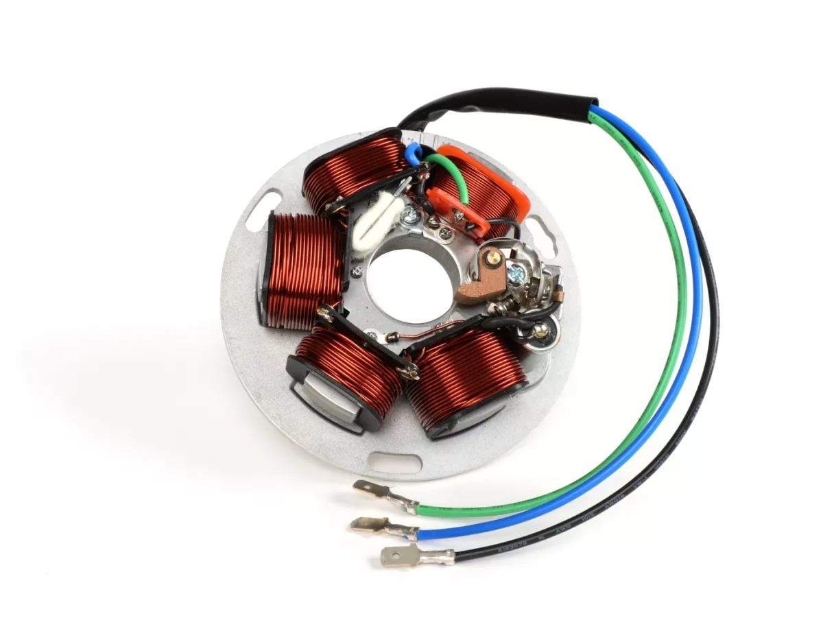 Accensione -BGM ORIGINALE (accensione a contatto, 3 cavi, 12V, AC)- Vespa PX - P125X, P150X, versione italiana senza batteria, con sistema di lampeggio a 4 vie