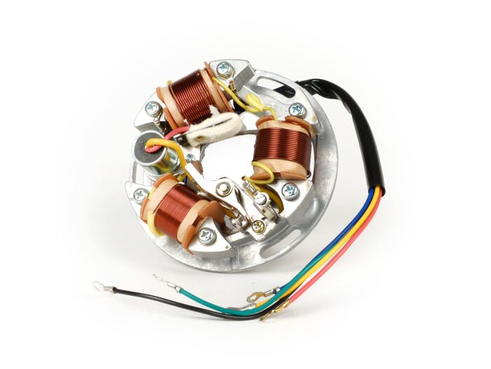 Encendido -BGM ORIGINAL placa base (encendido por contacto, 5 cables, 6V)- Vespa Sprint150 (VLB1T), TS125 (VNL3T), GT125 (VNL2T), GTR125 (VNL2T), Super, GL150 (VLA1T) - para vehículos sin intermitentes, sin batería