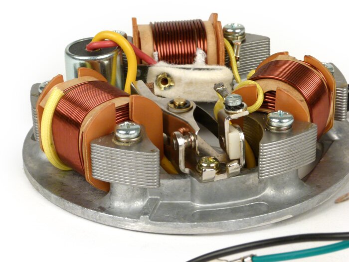 Encendido -BGM ORIGINAL placa base (encendido por contacto, 5 cables, 6V)- Vespa Sprint150 (VLB1T), TS125 (VNL3T), GT125 (VNL2T), GTR125 (VNL2T), Super, GL150 (VLA1T) - para vehículos sin intermitentes, sin batería