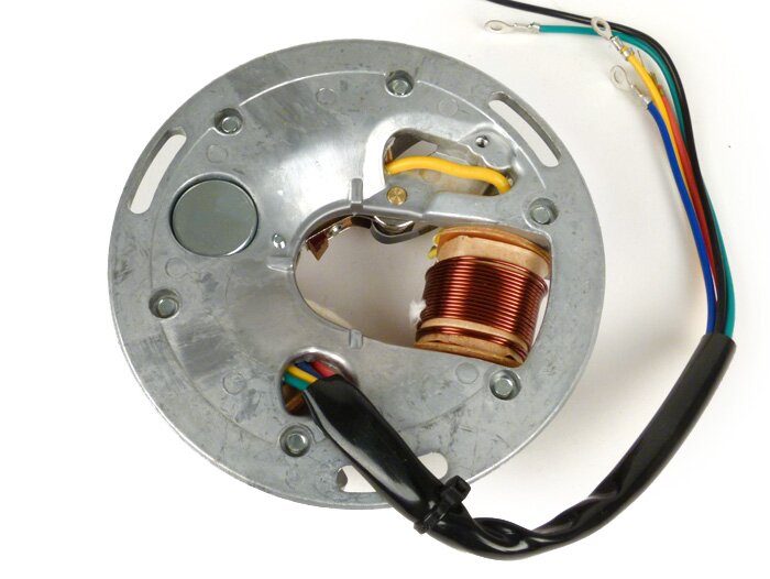 Encendido -BGM ORIGINAL placa base (encendido por contacto, 5 cables, 6V)- Vespa Sprint150 (VLB1T), TS125 (VNL3T), GT125 (VNL2T), GTR125 (VNL2T), Super, GL150 (VLA1T) - para vehículos sin intermitentes, sin batería