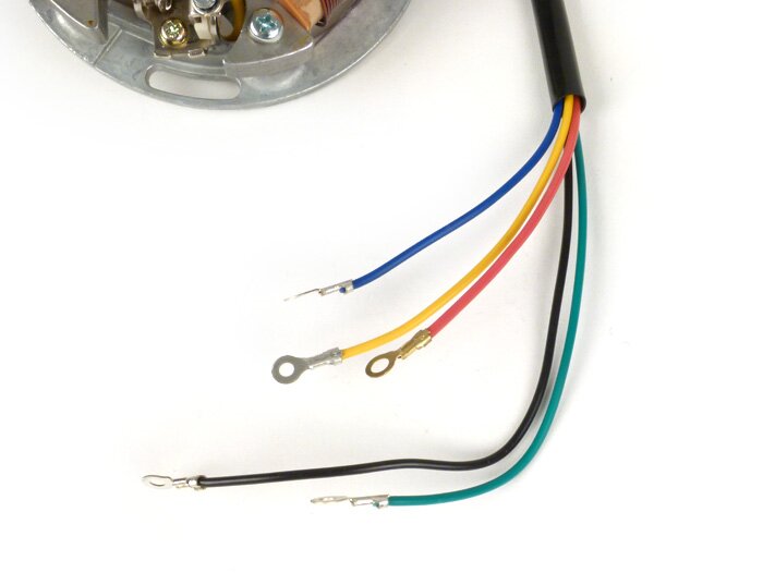 Encendido -BGM ORIGINAL placa base (encendido por contacto, 5 cables, 6V)- Vespa Sprint150 (VLB1T), TS125 (VNL3T), GT125 (VNL2T), GTR125 (VNL2T), Super, GL150 (VLA1T) - para vehículos sin intermitentes, sin batería