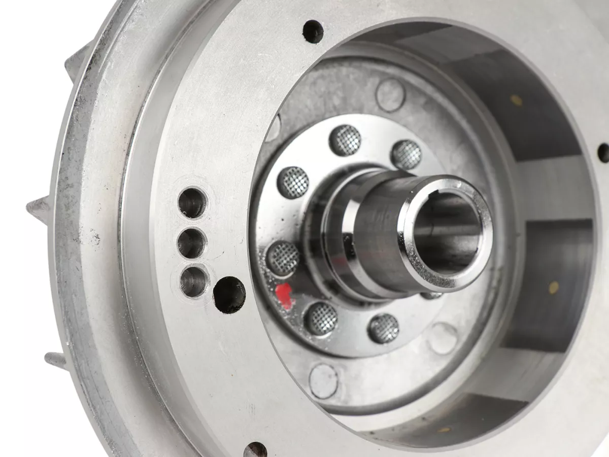 Polhjul -BGM PRO TOURING 2.0 Electronics 1600g- Vespa Smallframe V50, 50N, Spezial, SR50, Sprinter, SS50, SS90, V90, 90 Racer, V100, ET3, PV, PK S - spetsig kon (Ø19mm, polhjulsmutter M10) - används för konvertering till elektronisk tändning