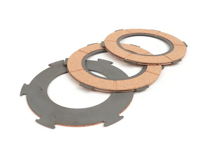 Kopplingsbelägg -BGM ORIGINAL Vespa typ 6 fjädrar (PX80, PX125, PX150)- 3 skivor